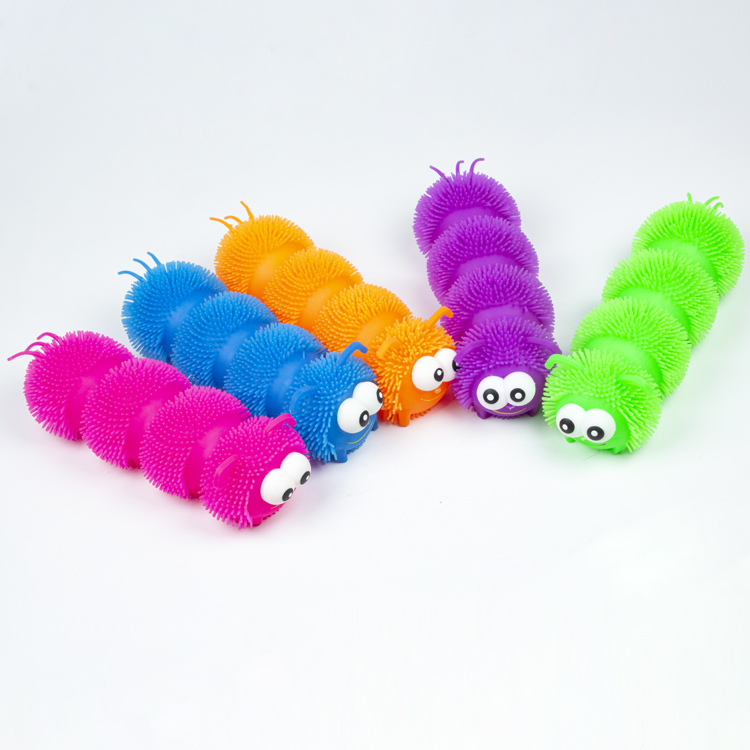 Different color PUFFER BALL Stress Relief Soft Caterpillar with Creative Designs