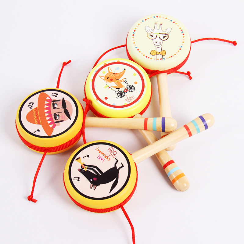 Various Patterns Wooden Rattles Cognitive Training Fashionable Eco-friendly matertial toys for kids