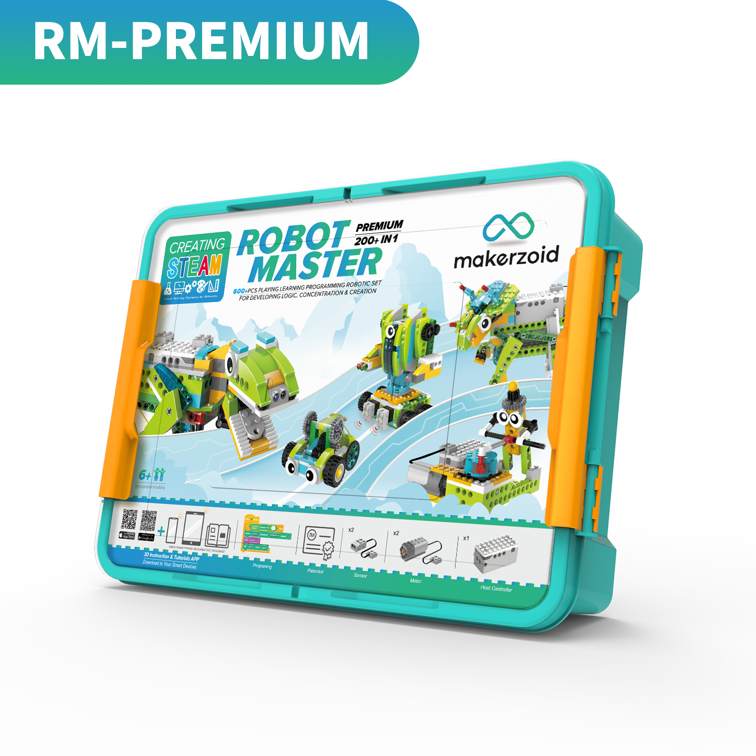 PM-P02-1 Newly Released PM-P02-1 Robot Master 200+ in 1  Coding Function Two Control Methods STEAM Robot Toy APP Bluetooth (4.0 and UP) Connection Educational Toy
