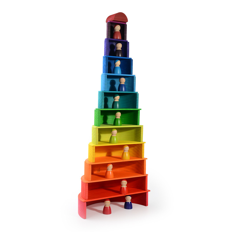 Rainbow Wooden Stacking Blocks/ Color Sort Rainbow