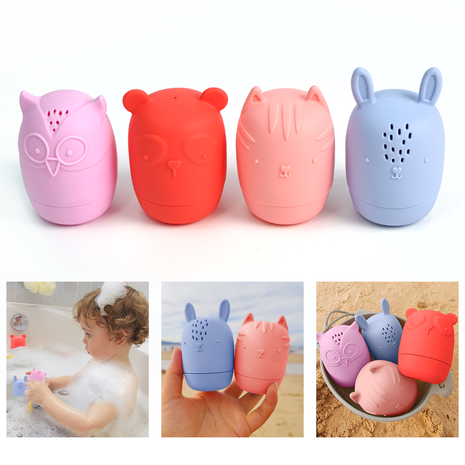 Animal Bath Toys Set, Silicone Toys, Infant Toy