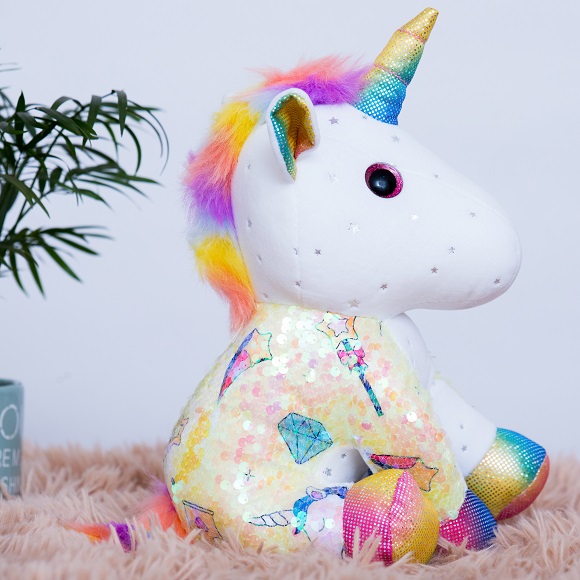 pink unicorn horse teddy soft toy 90cm long with personalised fabric saddle 