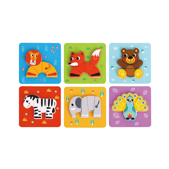 Various Patterns TL636 6 In Mini Animal Puzzle Eco-friendly  Intellectual Development Baby training Wooden Toys for Kids
