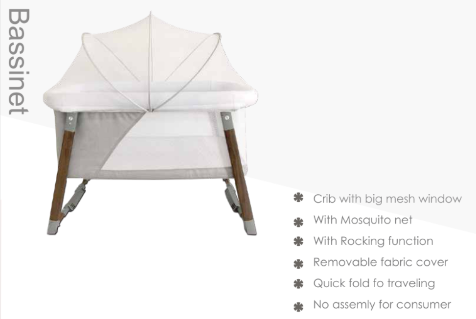 Baby Bassinet,crib with big mesh window