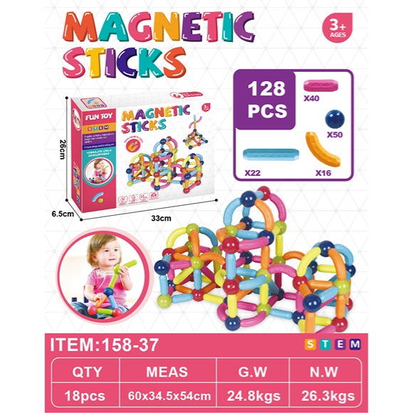 "MAGNETIC STICKS 128PCS"