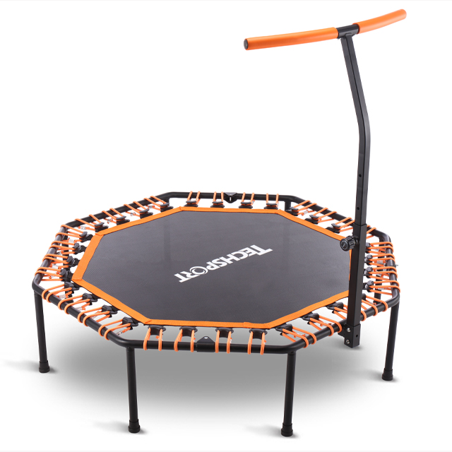 Adult 50-inch indoor G fitness octagonal trampoline with foldable armrests, children's safe jumping exercise with max load 100kg for wholesale from certified Chinese manufacturer& supplier