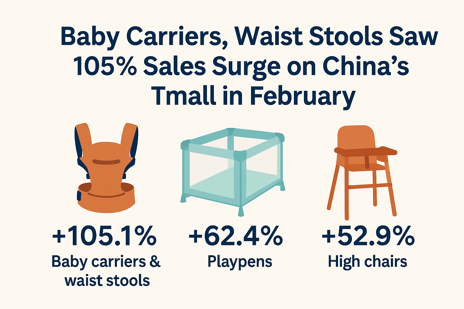 Baby Carriers, Waist Stools Saw 105% Sales Surge on China's Tmall in February