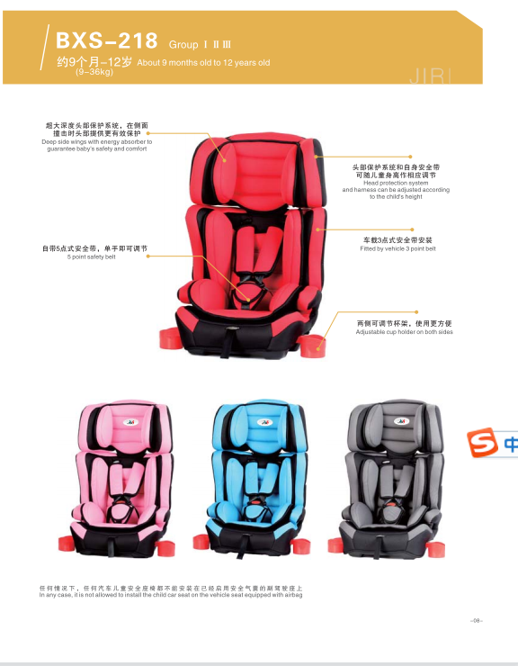 bxs 208 car seat