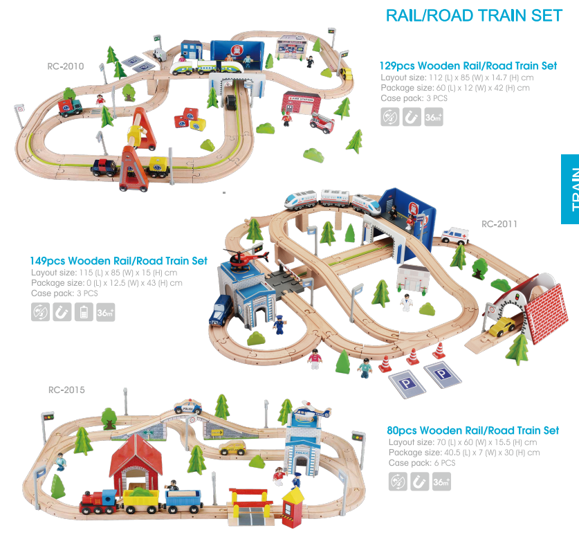 Road Train Set Various Patterns Railway Rail Road Train Set Cognitive training Eco ...